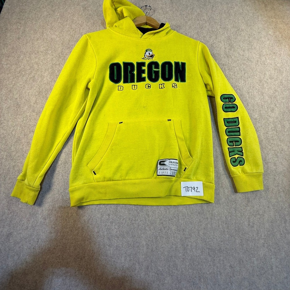 Colosseum Oregon Ducks Youth Medium 12-14 Hoodie Yellow Go Ducks Sweatshirt NCAA